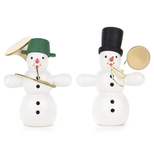 Wooden German Musician Snowmen Set of Two Figurines – Christmas ornament