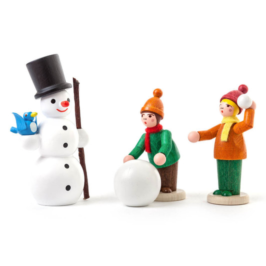 Kids Snowman German Handmade Figurine Set 7cm – Christmas ornament