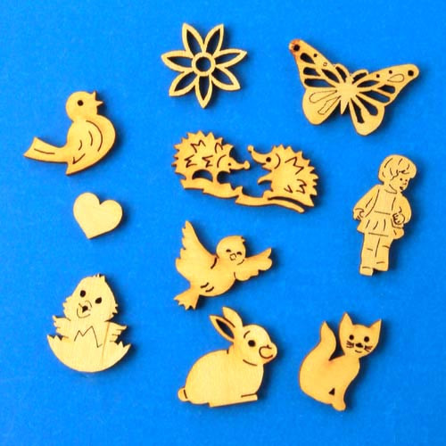 German Figurine Wooden MINI 1" Set 10 Cut Outs 10G – Christmas ornament by Dieter Dost Erzgeb. Holzartikel