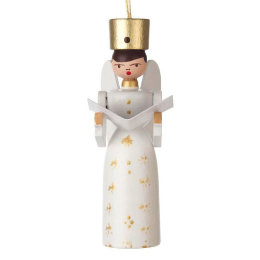 White Singing Angel German Ornament – Christmas ornament by Sklke Sattler