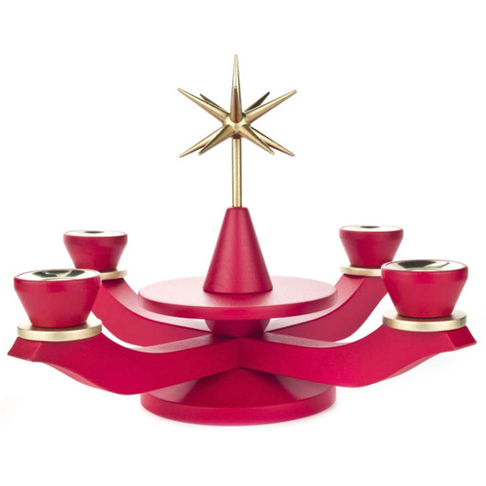Red Advent Candleholder – wooden candleholder