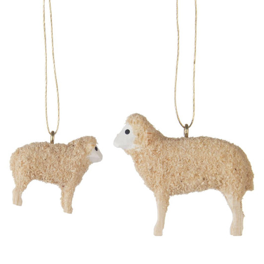Sheep Hand Carved Set 2 Ornaments – Christmas ornament by Hans-Gunter Flath