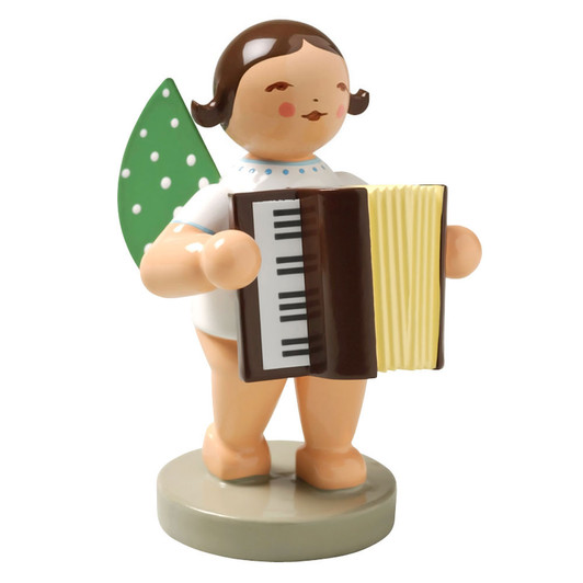 WENDT & KÜHN Angel Accordion Brunette Figurine – Christmas ornament