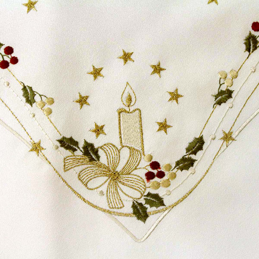 German Table Topper Holiday Candle Holly Christmas – German handcrafted gift by Funke Stickerei GmbH