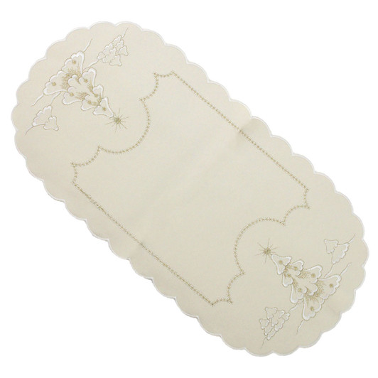 German Elegant Christmas Tree Oval Runner – German handcrafted gift by Funke Stickerei GmbH