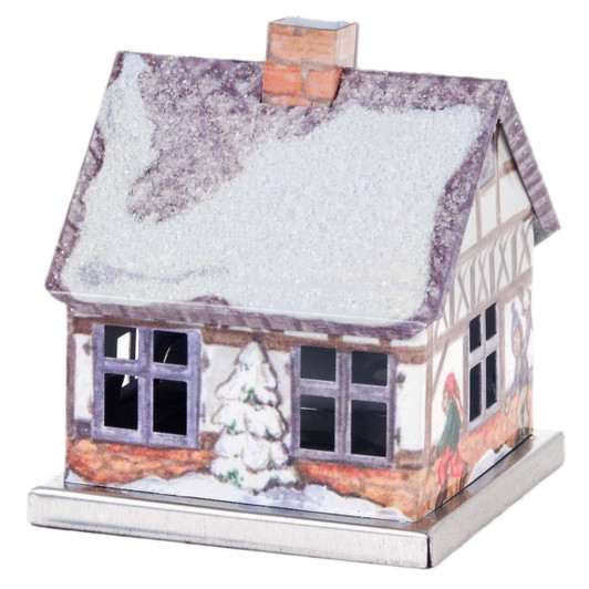 Miniature Metal Winter Log Cabin German Smoker – German Christmas smoker by Knox