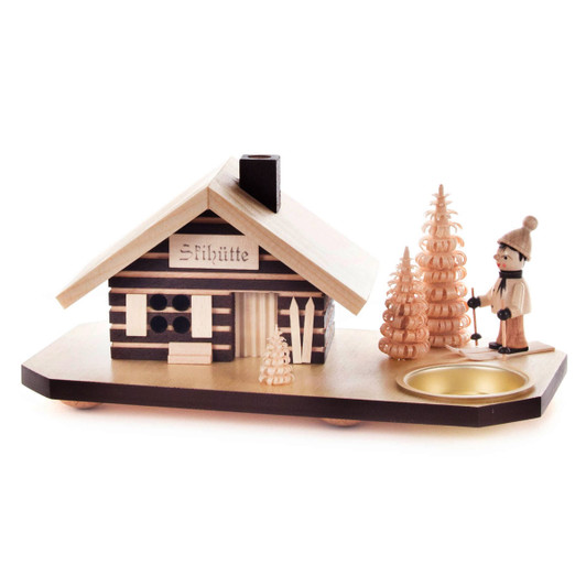 Ski Hut Log Cabin German Candleholder Smoker – German Christmas smoker by Kunstgewerbe Taulin