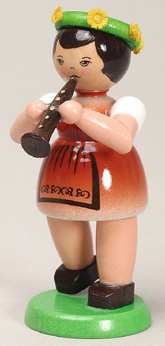 Girl Playing Flute German Figurine – Christmas ornament by Zeidler Holzkunst GmbH
