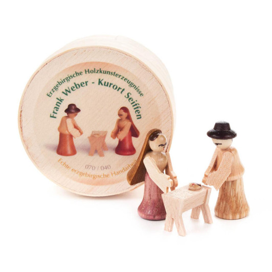 Wooden Nativity German Figurine in Wood Box 3 Piece Set – Christmas ornament by Frank Weber