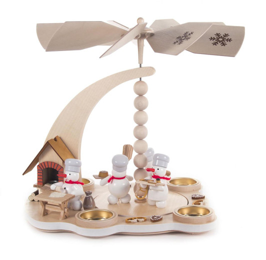 Snowmen Bakers with Christmas Cookies German Tea Light Pyramid – Christmas pyramid by Ralf Zenker