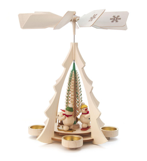 Playing Snowmen German Tea Light Pyramid – Christmas pyramid by Ralf Zenker