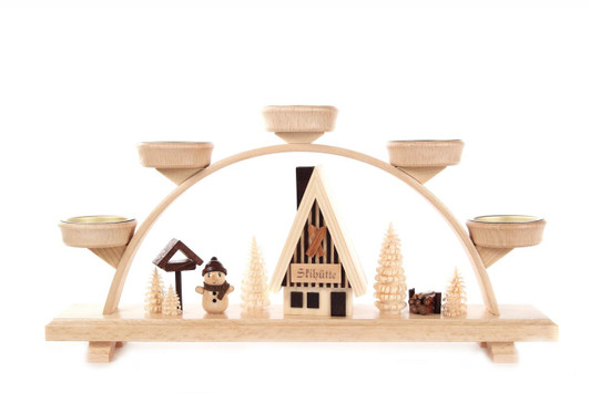 Snowman Ski Cabin Village German Schwibbogen Tea Light Candle Arch – Christmas light arch