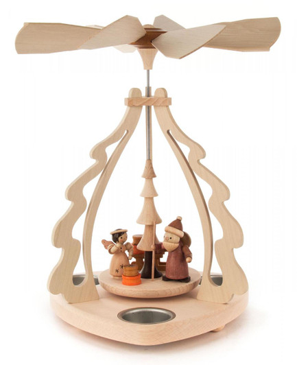 Santa with Angel German Tea Light Pyramid