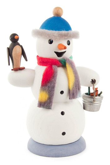 Snowman with Penguin German Smoker – German Christmas smoker by Kuhnert