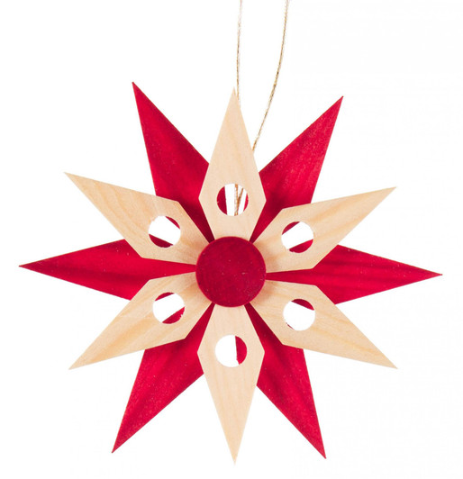 Red Natural Wooden Star Christmas Ornament – Christmas ornament by Udo Rudolph