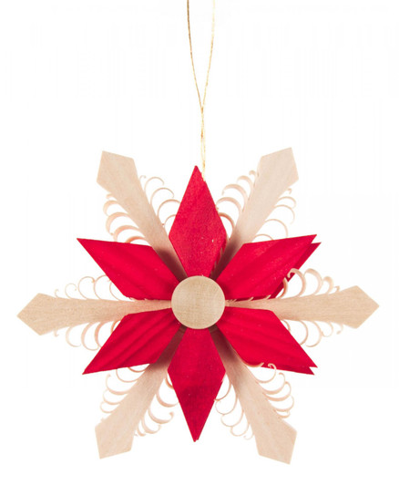 Red Natural Wooden Star Ornament – Christmas ornament by Udo Rudolph