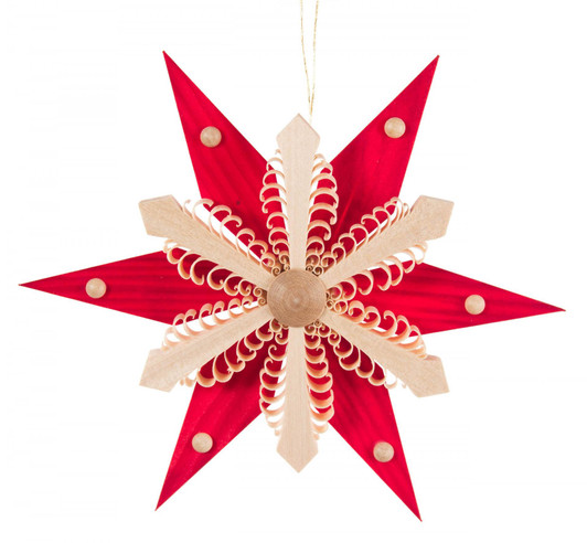 Ornate Red Natural Wooden Star Ornament – Christmas ornament by Udo Rudolph