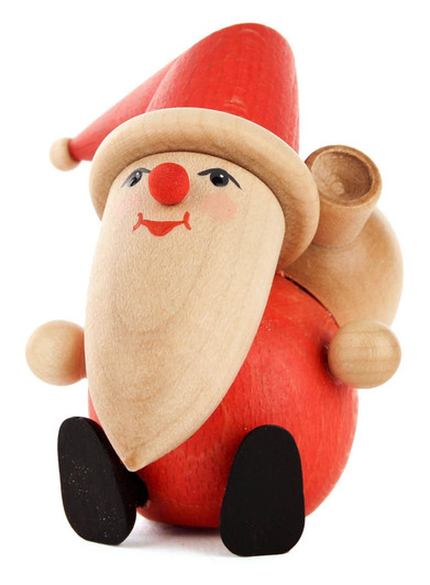 Sitting Santa Sack Wooden German Figurine – Christmas ornament by Herbert Thiele Nachf