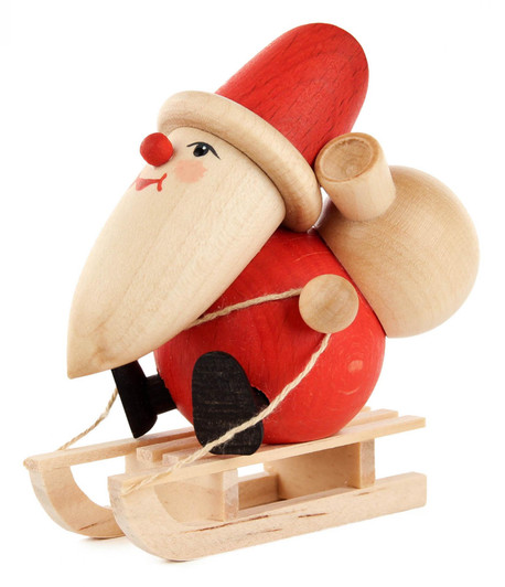 Santa Sled Wooden German Figurine – Christmas ornament by Herbert Thiele Nachf