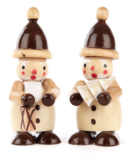 Natural Santa Pair Wooden Lantern Tree German Figurines – Christmas ornament by Rudolf Gröschl