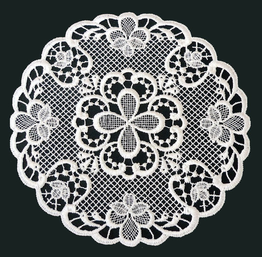 German Lace Round Doily Ravenna 8inch Table Topper – German handcrafted gift by Funke Stickerei GmbH