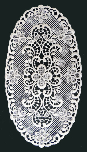 German Lace Oval Doily Ravenna 6x10 inch Table Topper – German handcrafted gift by Funke Stickerei GmbH