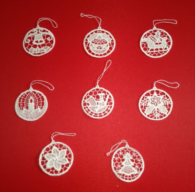 Eight German Lace Christmas Round Ornaments – Christmas ornament by Funke Stickerei GmbH