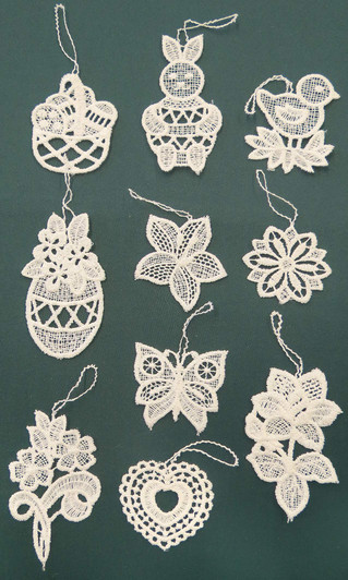 TEN Lace Easter German Ornaments LN-Bo5K – Christmas ornament by Funke Stickerei GmbH