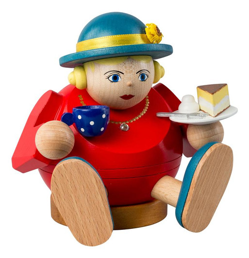 Sitting Lady with Coffee and Cake Incense Smoker | 5.9 Inches Tall – German Christmas smoker by Richard Glaesser
