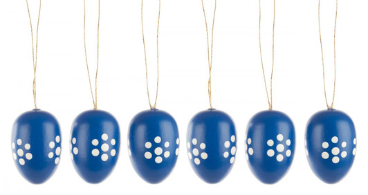 Six Blue White Springtime Wooden Eggs German Ornaments – Christmas ornament by Tobias Heidenreich