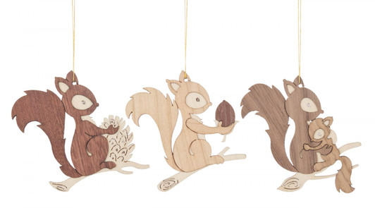 Set 3 Wooden Squirrel German Christmas Ornaments – Christmas ornament by Kuhnert