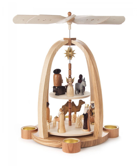 Christmas Nativity Two Level Tealight Pyramid | 15.5 Inches Tall – Christmas pyramid by Knuth Neuber