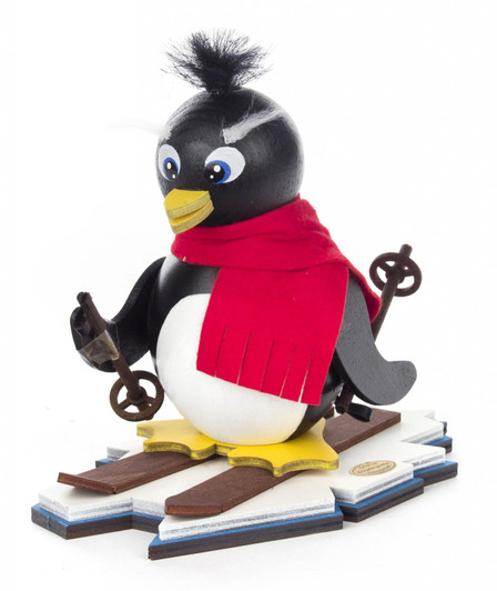 Penguin on Skis German Smoker | 5.5 Inches Tall – German Christmas smoker by Mathias Poller