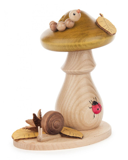 Mushroom with Caterpillar and Ladybug German Smoker – German Christmas smoker by Kuhnert GmbH