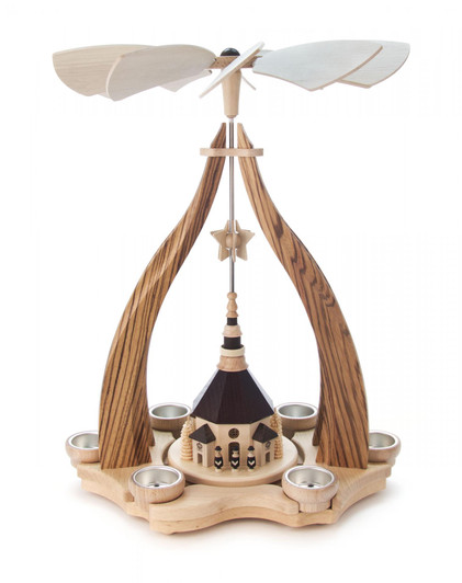Natural Seiffen Church Kirche Tea Light Pyramid – Christmas pyramid