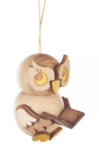 Owl With Book Wooden German Ornament – Christmas ornament by Kuhnert