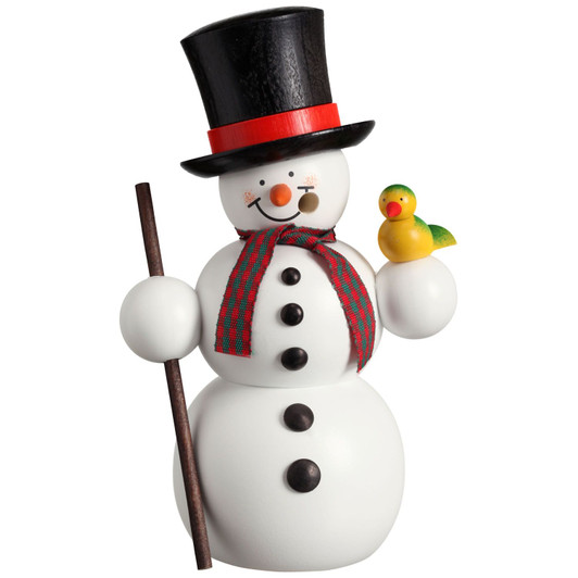Happy Snowman with Bird German Smoker | 5.9 Inches Tall – German Christmas smoker by Seiffener Volkskunst eG