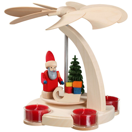Santa Claus Sleigh German Tealight Pyramid – Christmas pyramid by Seiffener Volkskunst eG