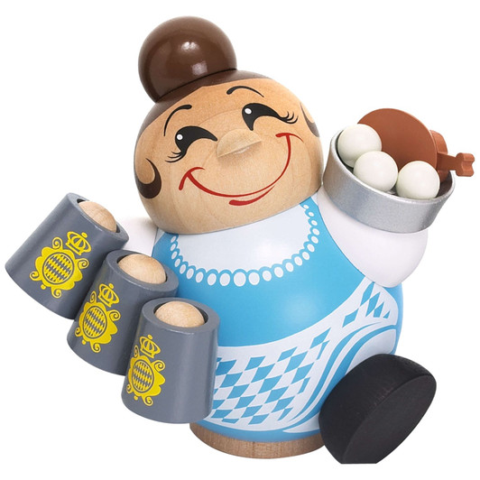 Happy MINI Beer Waitress German Smoker Incense Figure – German Christmas smoker by Seiffener Volkskunst eG