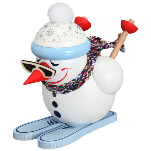 MINI Snowman Skiing German Smoker Incense Figure – German Christmas smoker by Seiffener Volkskunst eG