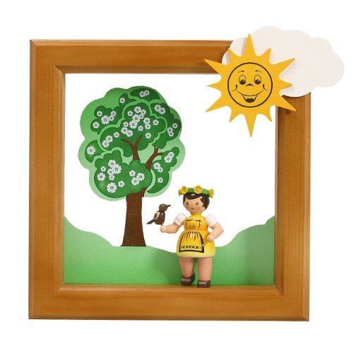 Spring Girl Bird Framed Scene – Christmas ornament by Zeidler Holzkunst GmbH