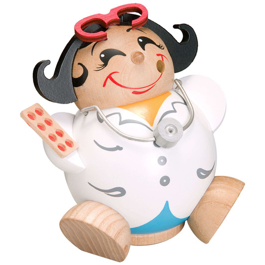 Happy MINI Lady Doctor German Smoker Incense Figurine – German Christmas smoker by Seiffener Volkskunst eG