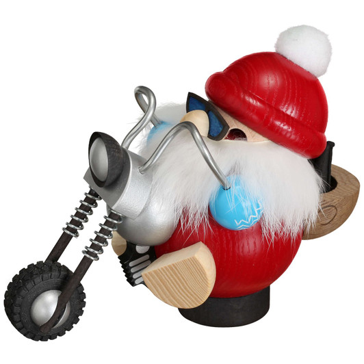 Chunky MINI Santa Biker German Smoker Incense Figurine 4.7 Inches – German Christmas smoker by Seiffener Volkskunst eG