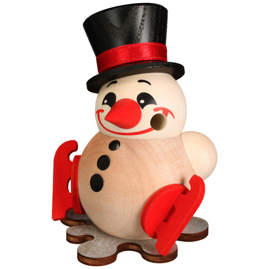 Miniature Snowman Ice Skates German Smoker Incense Figurine – German Christmas smoker by Seiffener Volkskunst eG
