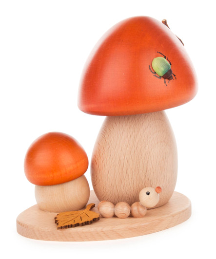 Two Red Cap Mushroom German Smoker with Bugs – German Christmas smoker by Kuhnert GmbH
