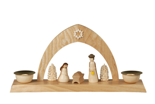 Birth of Christ Wooden Arch Candleholder – wooden candleholder by Albin Preissler