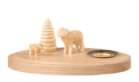 Sheep Family Wooden Candleholder – wooden candleholder by Albin Preissler
