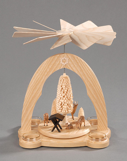 Natural Nature Pyramid - Manger with Animals – Christmas pyramid by Albin Preissler