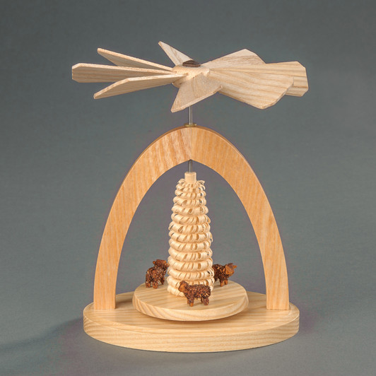 Miniature Pyramid - Three Brown Sheep | 13cm | Warm Air Pyramid – Christmas pyramid by Albin Preissler