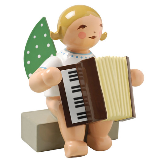 WENDT & KÜHN Blonde Angel Accordion Figurine Sitting – Christmas ornament